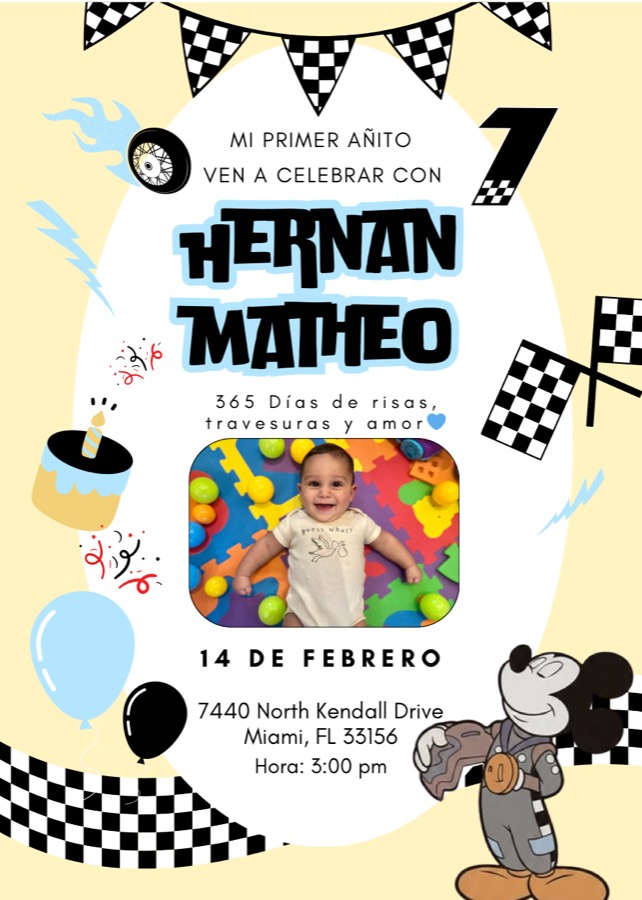Invitación de primer cumpleaños